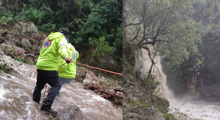 Rescatan a 17 personas atrapadas en cascadas de Tarimoro, Guanajuato
